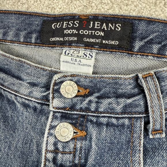 Vintage Men's Guess Jeans Mid Wash Denim Shorts 29 - Picture 3 of 6